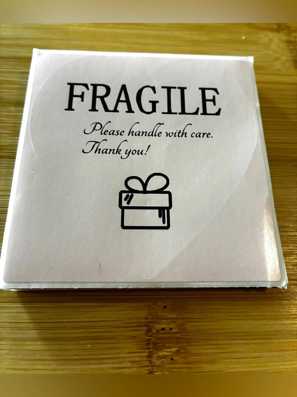 Fragile Heart-Shaped Sticker Pack - Pink